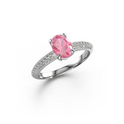 Engagement ring Morane OVL 585 white gold pink sapphire 7,5x5,5 mm