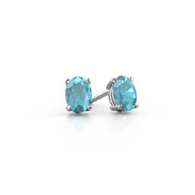 Clous d'oreilles Sam OVL 950 platine topaze bleue 7x5 mm