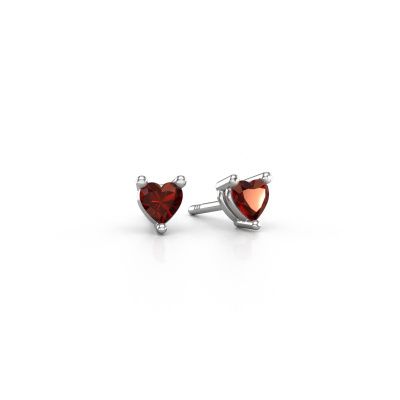 Clous d'oreilles Garnet 585 or blanc grenat 4 mm
