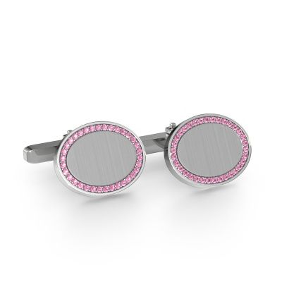 Cufflinks Richano 585 white gold pink sapphire 1.2 mm