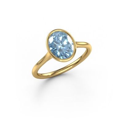 Engagement ring Lavon OVL 585 gold blue lab grown diamond 9x7 mm