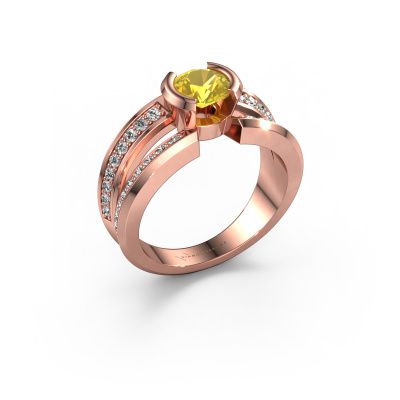 Bague pour homme Rowan 585 or rose saphir jaune 6.5 mm