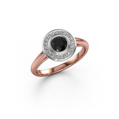 Promise ring Noud 1 RND 585 rose gold black diamond 0.614 crt