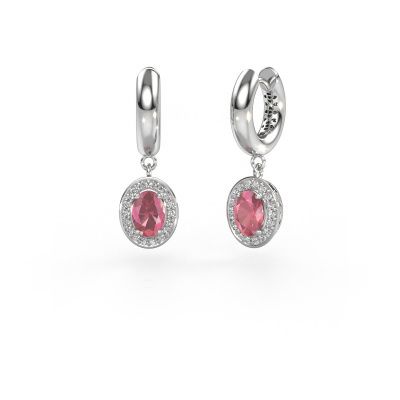 Drop earrings Annett 950 platinum tourmaline pink 7x5 mm