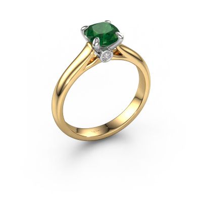 Engagement ring Valorie cus 1 585 gold emerald 6 mm
