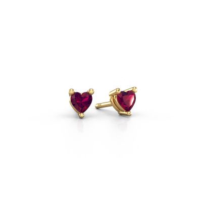 Clous d'oreilles Garnet 585 or jaune rhodolite 4 mm