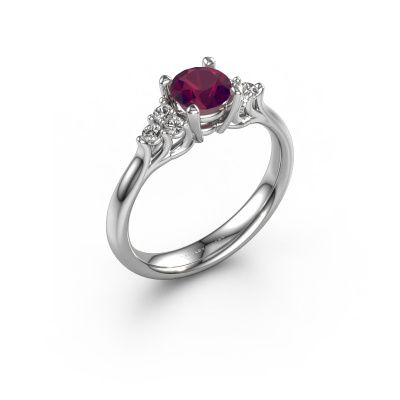 Bague de fiançailles Monika RND 585 or blanc rhodolite 5.5 mm