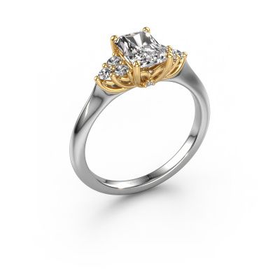 Engagement ring Felipa RAD 585 white gold custom diamond 7x5 mm