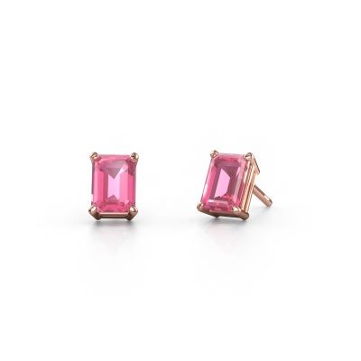 Clous d'oreilles Sam EME 585 or rose saphir rose 7x5 mm