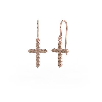 Pendants d'oreilles Cross 585 or rose diamant brun 0.660 crt