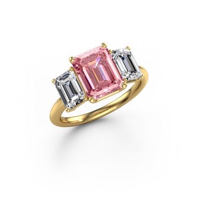 Engagement ring Sandra 585 gold pink lab grown diamond 9x7 mm