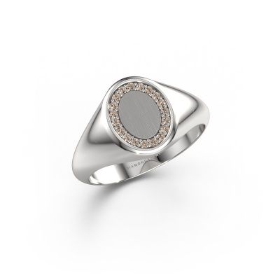 Signet ring Rosy Oval 1 585 white gold brown diamond 0.008 crt