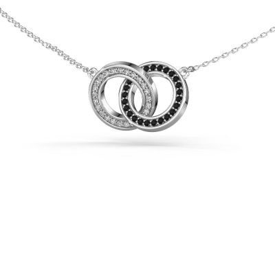 Halskette Circles 2 585 Weißgold Schwarz Diamant 0.275 crt