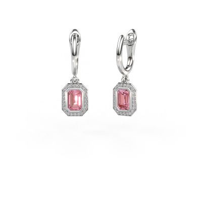 Pendants d'oreilles Noud EME 950 platine diamant synthétique roze 6x4 mm