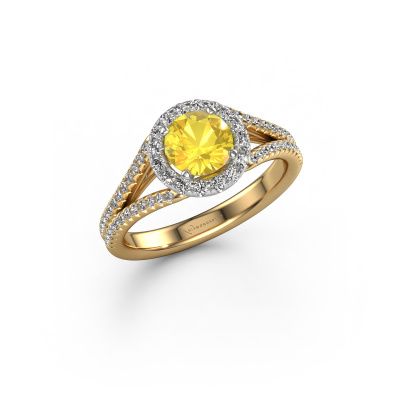 Verlobungsring Verla rnd 2 585 Gold Gelb Saphir 6.5 mm