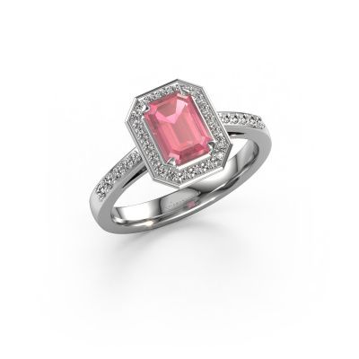 Engagement ring Dodie 2 eme 950 platinum tourmaline pink 7x5 mm