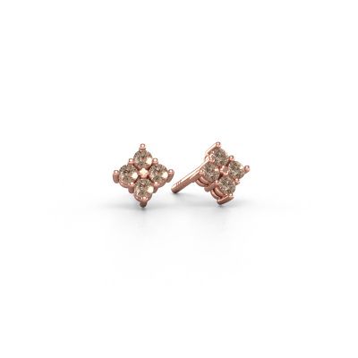 Clous d'oreilles Maryetta 585 or rose diamant brun 0.24 crt