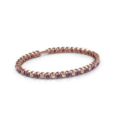 Bracelet tennis Bianca 3 mm 585 or rose améthyste 3 mm