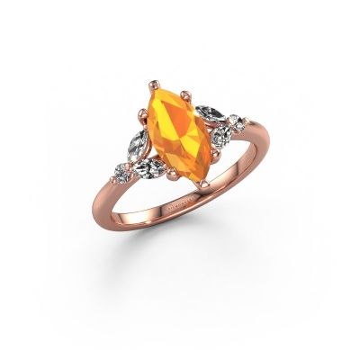 Bague de fiançailles Megan MRQ 585 or rose citrine 11x5.5 mm