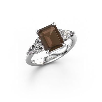 Promise ring Melani EME 950 platinum smokey quartz 9x7 mm