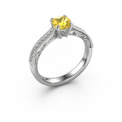 Bague de fiançailles Shonta CUS 950 platine saphir jaune 5.5 mm