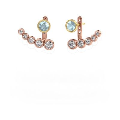 Boucles d'oreilles Wendy 585 or rose aigue-marine 5 mm