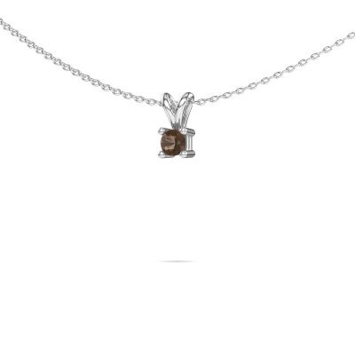 Collier Eline 585 or blanc quartz fumé 5 mm