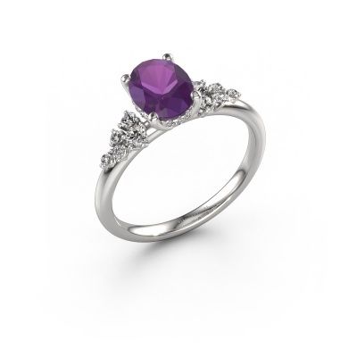 Engagement ring Emma OVL 585 white gold amethyst 8x6 mm