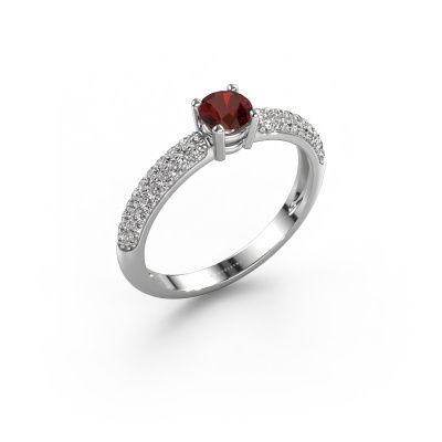 Engagement ring Marjan 585 white gold garnet 4.2 mm