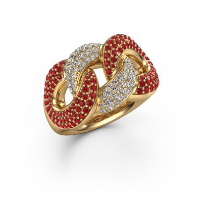 Ring Kylie 3 13mm 585 gold ruby 0.8 mm