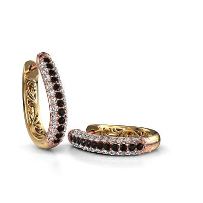 Hoop earrings Danika 12.5 A 585 rose gold black diamond 1.536 crt
