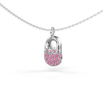 Pendant Babyshoe 585 white gold pink sapphire 1.3 mm