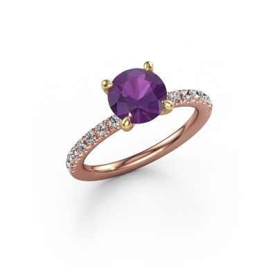 Verlobungsring Crystal RND 2 585 Roségold Amethyst 7.3 mm