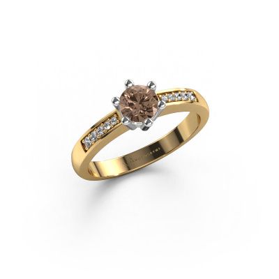 Bague de fiançailles Luna 2 585 or jaune diamant brun 0.50 crt