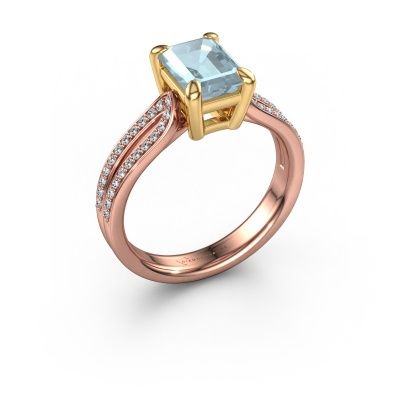 Verlobungsring Antonia eme 2 585 Roségold Aquamarin 8x6 mm
