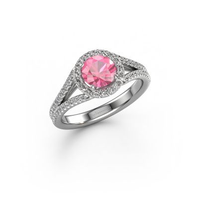 Verlobungsring Verla rnd 2 585 Weißgold Pink Saphir 6.5 mm