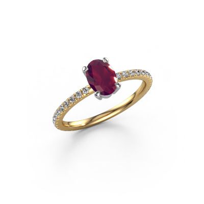 Bague de fiançailles Lynelle 2 585 or jaune rhodolite 7x5 mm