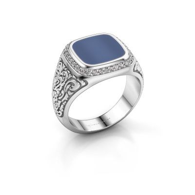 Men's ring Jesse 3 585 white gold blue sardonyx 10x10 mm