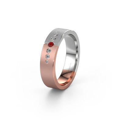 Wedding ring WH1101L15SAM 585 rose gold ruby ±5x1.7 mm