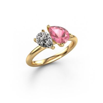 Engagement ring Toi et Moi PER-PER 585 gold tourmaline pink 8x6 mm