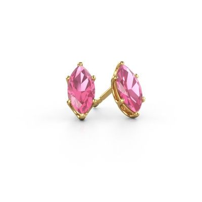 Clous d'oreilles Sam MRQ 585 or jaune saphir rose 10x5 mm