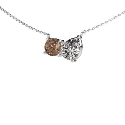 Pendant Toi et Moi RND PER 585 white gold brown diamond 2.50 crt