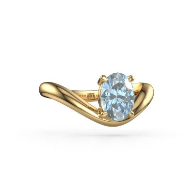 Engagement ring Femke OVL 585 gold blue lab grown diamond 8x6 mm