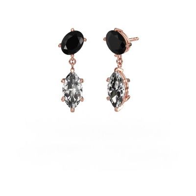 Pendants d'oreilles Toi et Moi OVL-MRQ 585 or rose diamant noir 5.80 crt