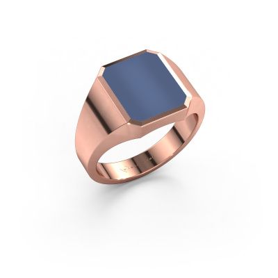Zegelring Lars 2 585 rosé goud blauw lagensteen 12x10 mm