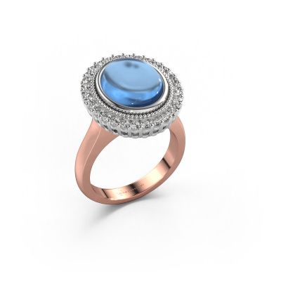 Ring Mila 585 rose gold blue topaz 12x10 mm