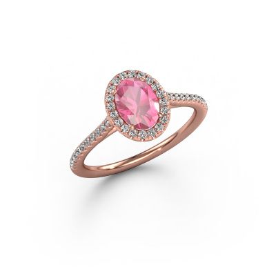 Bague de fiançailles Seline ovl 2 585 or rose saphir rose 7x5 mm