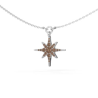 Halskette Star 585 Weißgold Braun Diamant 0.29 crt