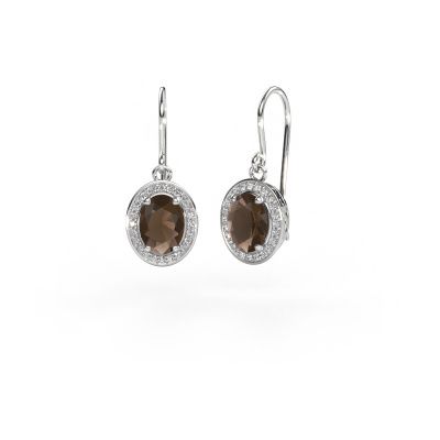 Drop earrings Latesha 950 platinum smokey quartz 7x5 mm