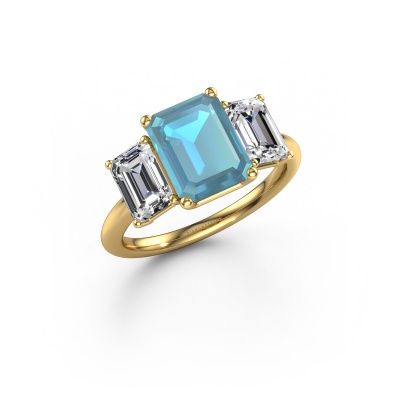 Engagement ring Sandra 585 gold blue topaz 9x7 mm